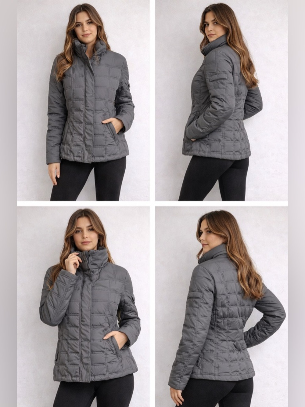 Tommy Hilfiger Women's Gray Quilted Puffer Jacket size: Small